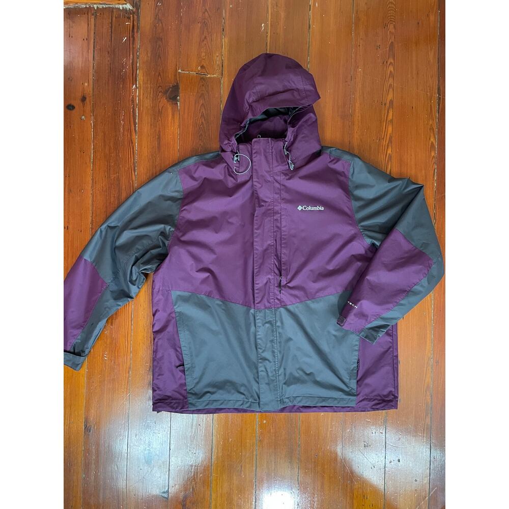 Columbia Omni-Tech Interchange Jacket XXL Plum Hooded Waterproof